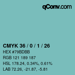 カラーコード: CMYK 36 / 0 / 1 / 26 | qconv.com
