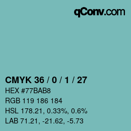 Color code: CMYK 36 / 0 / 1 / 27 | qconv.com