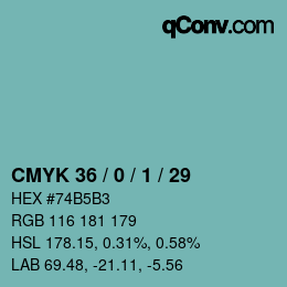 Color code: CMYK 36 / 0 / 1 / 29 | qconv.com