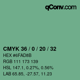 Color code: CMYK 36 / 0 / 20 / 32 | qconv.com