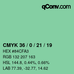 Farbcode: CMYK 36 / 0 / 21 / 19 | qconv.com