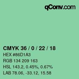 Color code: CMYK 36 / 0 / 22 / 18 | qconv.com