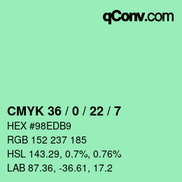 Color code: CMYK 36 / 0 / 22 / 7 | qconv.com