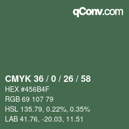 Color code: CMYK 36 / 0 / 26 / 58 | qconv.com