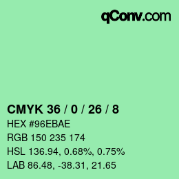 颜色代码: CMYK 36 / 0 / 26 / 8 | qconv.com