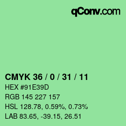 カラーコード: CMYK 36 / 0 / 31 / 11 | qconv.com
