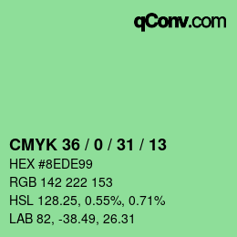 カラーコード: CMYK 36 / 0 / 31 / 13 | qconv.com