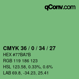 カラーコード: CMYK 36 / 0 / 34 / 27 | qconv.com