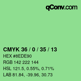 Color code: CMYK 36 / 0 / 35 / 13 | qconv.com