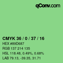 Color code: CMYK 36 / 0 / 37 / 16 | qconv.com
