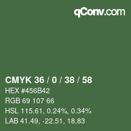 Color code: CMYK 36 / 0 / 38 / 58 | qconv.com