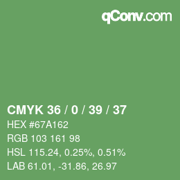 Color code: CMYK 36 / 0 / 39 / 37 | qconv.com