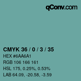 Farbcode: CMYK 36 / 0 / 3 / 35 | qconv.com