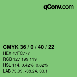 Color code: CMYK 36 / 0 / 40 / 22 | qconv.com