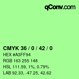 Farbcode: CMYK 36 / 0 / 42 / 0 | qconv.com