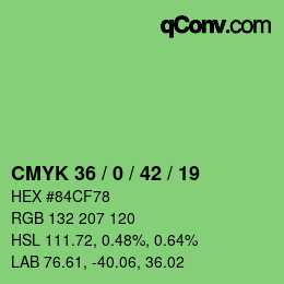 カラーコード: CMYK 36 / 0 / 42 / 19 | qconv.com