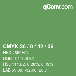 カラーコード: CMYK 36 / 0 / 42 / 38 | qconv.com