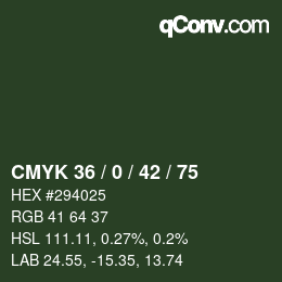 Color code: CMYK 36 / 0 / 42 / 75 | qconv.com