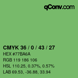 Color code: CMYK 36 / 0 / 43 / 27 | qconv.com
