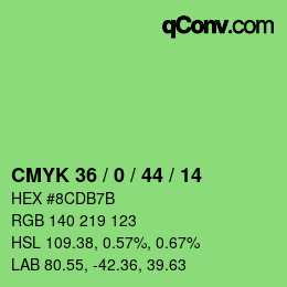 Color code: CMYK 36 / 0 / 44 / 14 | qconv.com