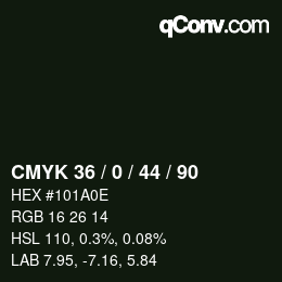 Color code: CMYK 36 / 0 / 44 / 90 | qconv.com