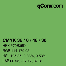 Color code: CMYK 36 / 0 / 48 / 30 | qconv.com
