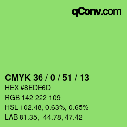 Color code: CMYK 36 / 0 / 51 / 13 | qconv.com