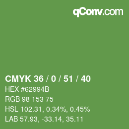 Color code: CMYK 36 / 0 / 51 / 40 | qconv.com