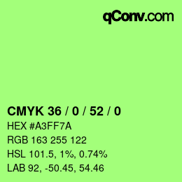 Farbcode: CMYK 36 / 0 / 52 / 0 | qconv.com