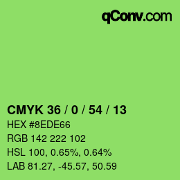 Color code: CMYK 36 / 0 / 54 / 13 | qconv.com