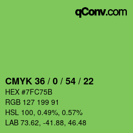 カラーコード: CMYK 36 / 0 / 54 / 22 | qconv.com