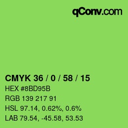 Color code: CMYK 36 / 0 / 58 / 15 | qconv.com