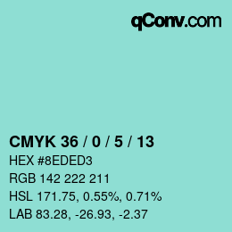カラーコード: CMYK 36 / 0 / 5 / 13 | qconv.com