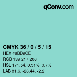 Código de color: CMYK 36 / 0 / 5 / 15 | qconv.com