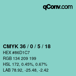 Código de color: CMYK 36 / 0 / 5 / 18 | qconv.com