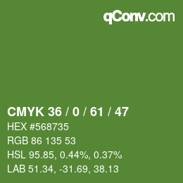 Color code: CMYK 36 / 0 / 61 / 47 | qconv.com