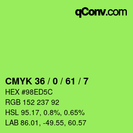 カラーコード: CMYK 36 / 0 / 61 / 7 | qconv.com