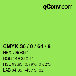 カラーコード: CMYK 36 / 0 / 64 / 9 | qconv.com