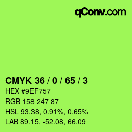 カラーコード: CMYK 36 / 0 / 65 / 3 | qconv.com