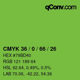 Color code: CMYK 36 / 0 / 66 / 26 | qconv.com