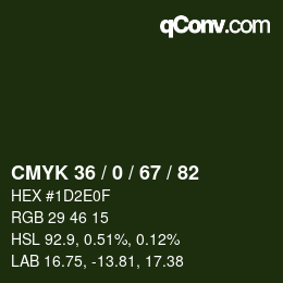 Color code: CMYK 36 / 0 / 67 / 82 | qconv.com