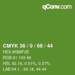 Color code: CMYK 36 / 0 / 68 / 44 | qconv.com