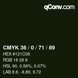 颜色代码: CMYK 36 / 0 / 71 / 89 | qconv.com
