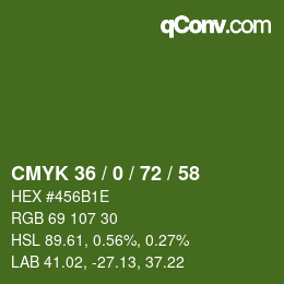 カラーコード: CMYK 36 / 0 / 72 / 58 | qconv.com