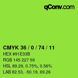 カラーコード: CMYK 36 / 0 / 74 / 11 | qconv.com