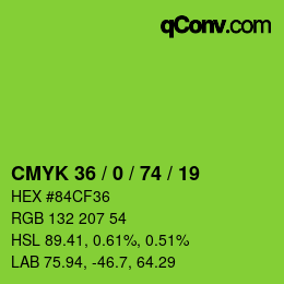 Farbcode: CMYK 36 / 0 / 74 / 19 | qconv.com