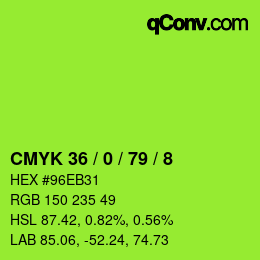 カラーコード: CMYK 36 / 0 / 79 / 8 | qconv.com