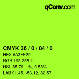 Code couleur: CMYK 36 / 0 / 84 / 0 | qconv.com