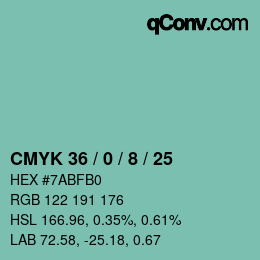 Color code: CMYK 36 / 0 / 8 / 25 | qconv.com