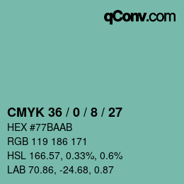 Color code: CMYK 36 / 0 / 8 / 27 | qconv.com